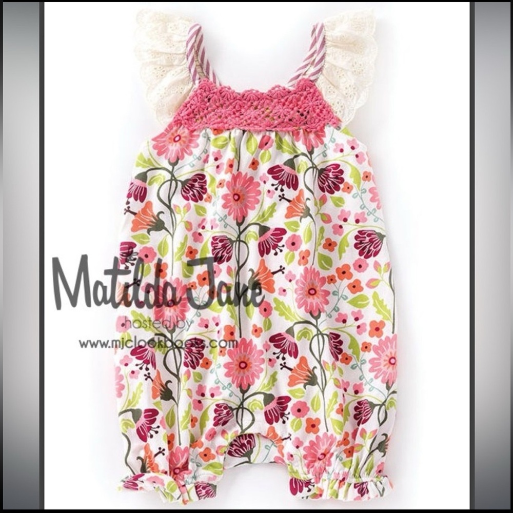 Matilda Jane Pink Floral Romper baby girl Catch of the Day print 12/18 months